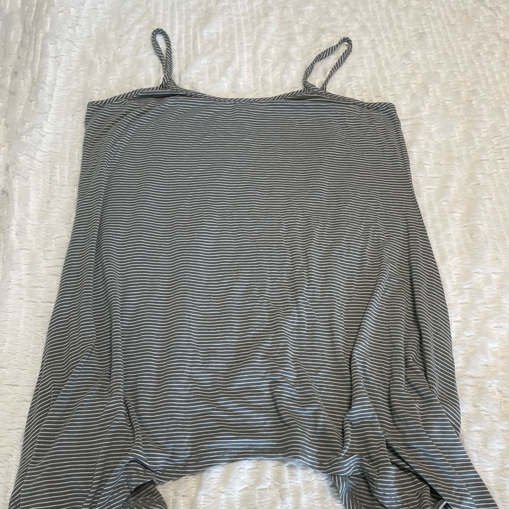 LOGO LAYERS green and white striped tank Lori Goldstein